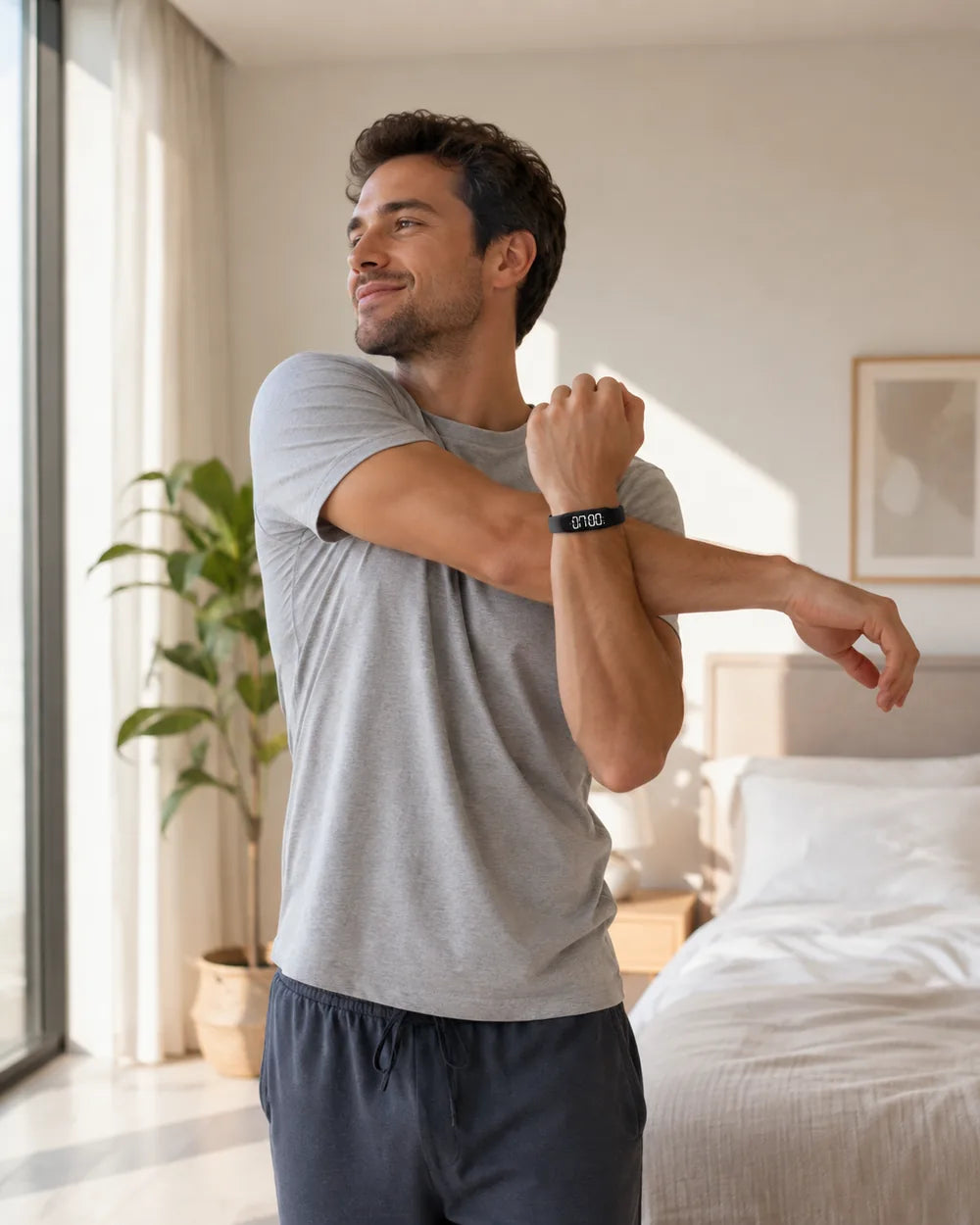 A gentle wake-up — the bracelet vibrates on the wrist