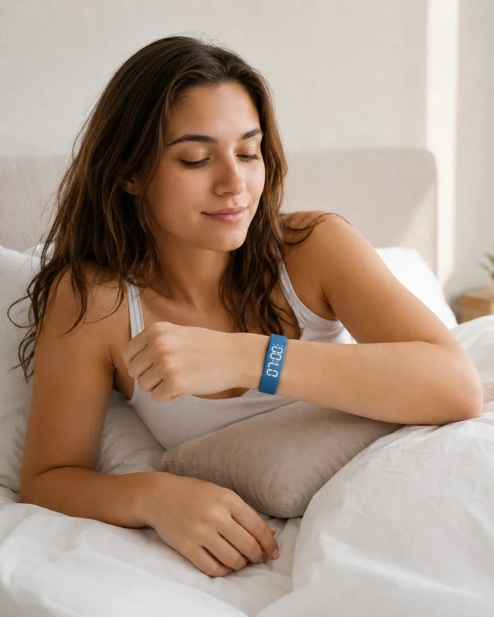 The blue bracelet worn on waking